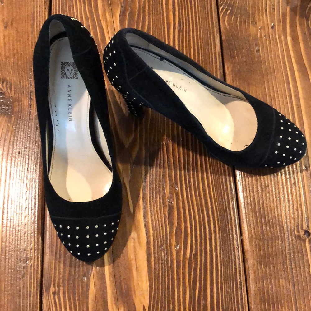Anne Klein stud suede heels